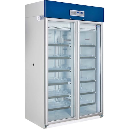 Global Industrial Upright Laboratory Refrigerator, 2 Glass Doors, 31.4 Cu.Ft. 2453704